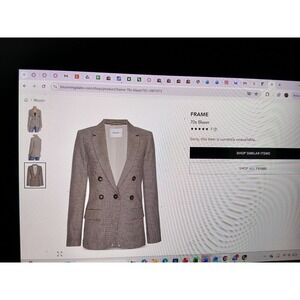 Frame 70's Houndstooch Wool-Blend Blazer Plaid Fitted Sz 6 $680
